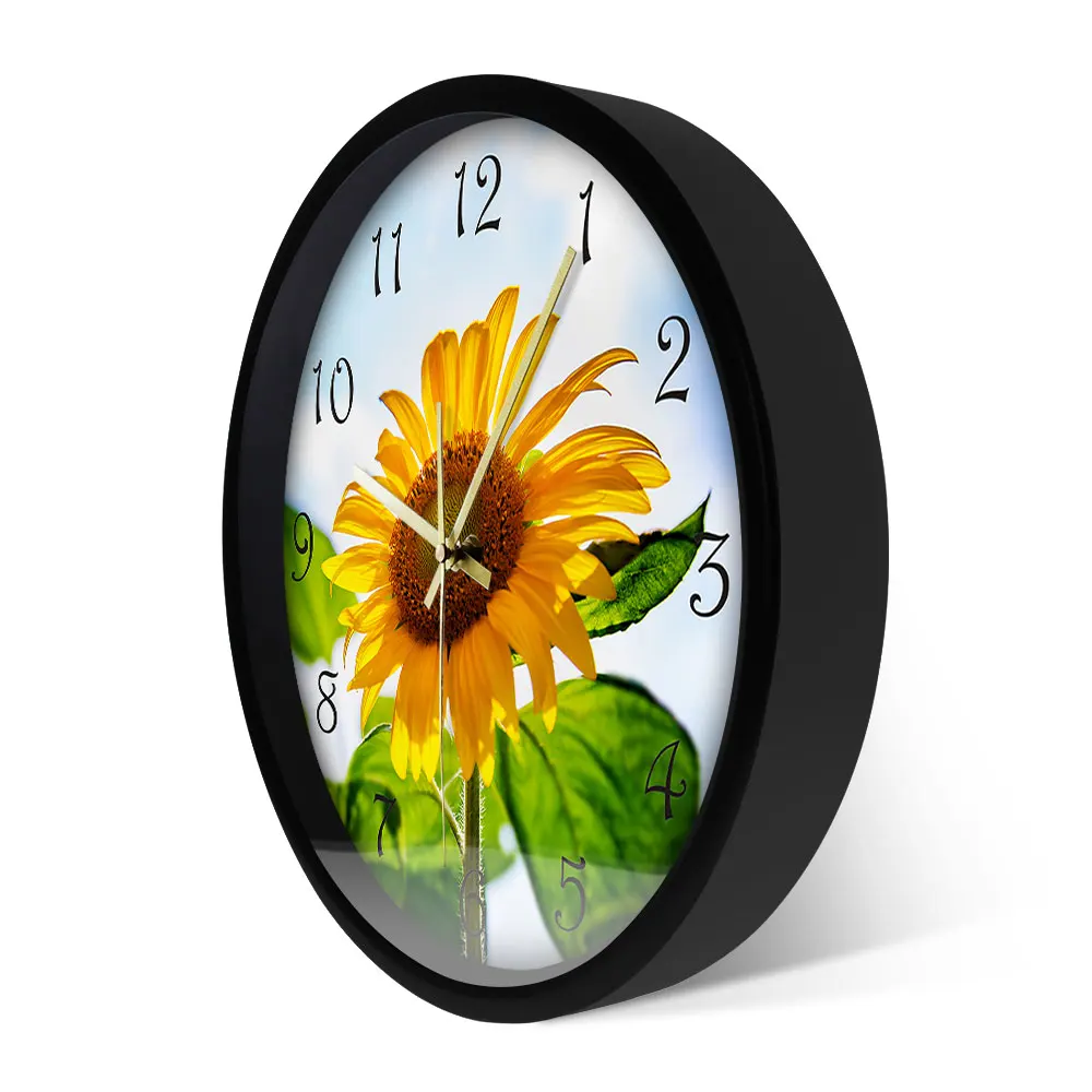 Часы настенные с подсолнухом и полным расцветением Вдохновляющие часы на стену