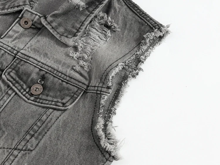 

summer style Men's denim vest slim men denim Outerwear Coats Moto & Biker grey hole Sleeveless vest for men big size 4xl 5xl