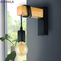 iron wood nordic black e27 wall light fixture lampara pared stairs led light lamps for home lampara de pared