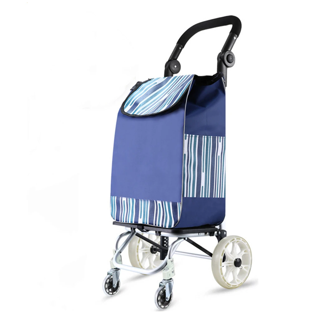 

Lightweight Folding Shopping Cart Great Loading Capacity Waterproof Utility Trolly with Wheels and Anti-Slip Grips for Groceries