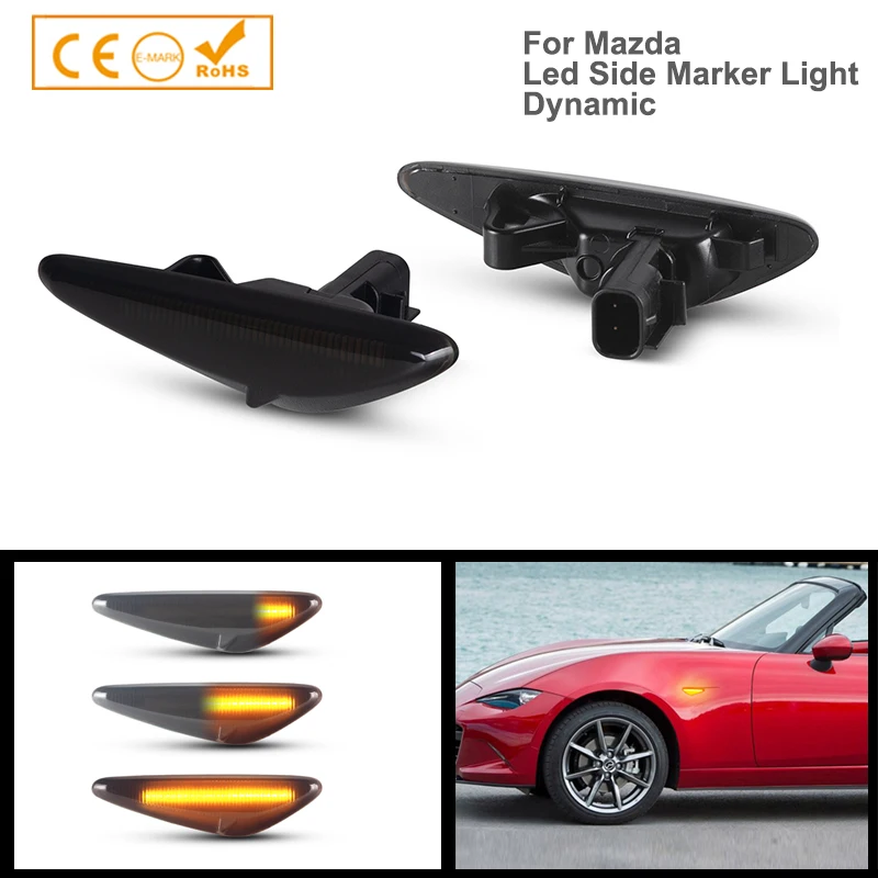 

2Pcs Dynamic LED Side Marker Turn Signal Light Lamps For Mazda 6 Atenza GH 5 Premacy CW MX-5 Miata RX-8 Fiat 124 Spider Nissan