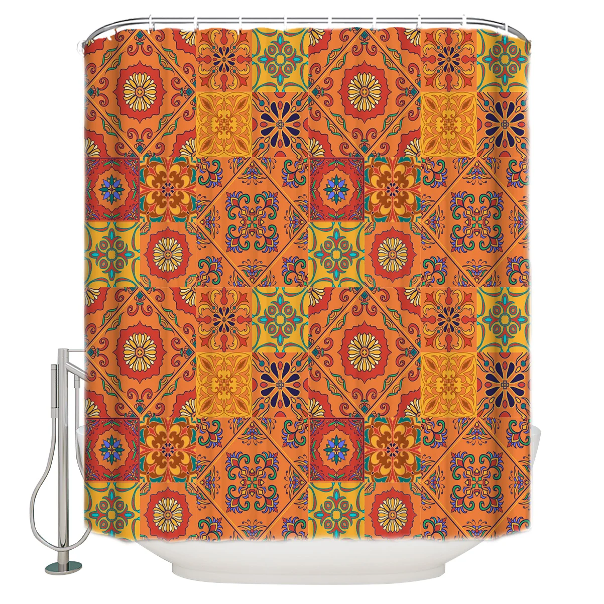 В этническом стиле ретро квадратный узор душ Шторы Водонепроницаемый занавеска