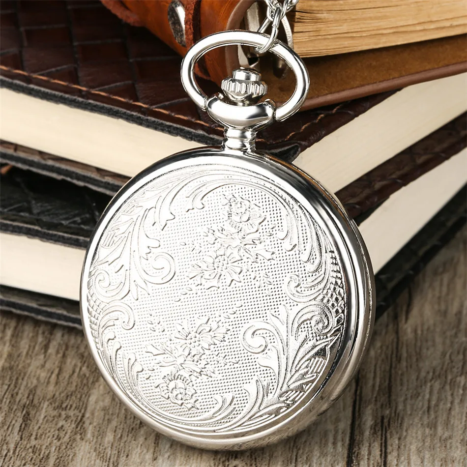 Винтажные изысканные серебряные кварцевые карманные часы арабские цифры