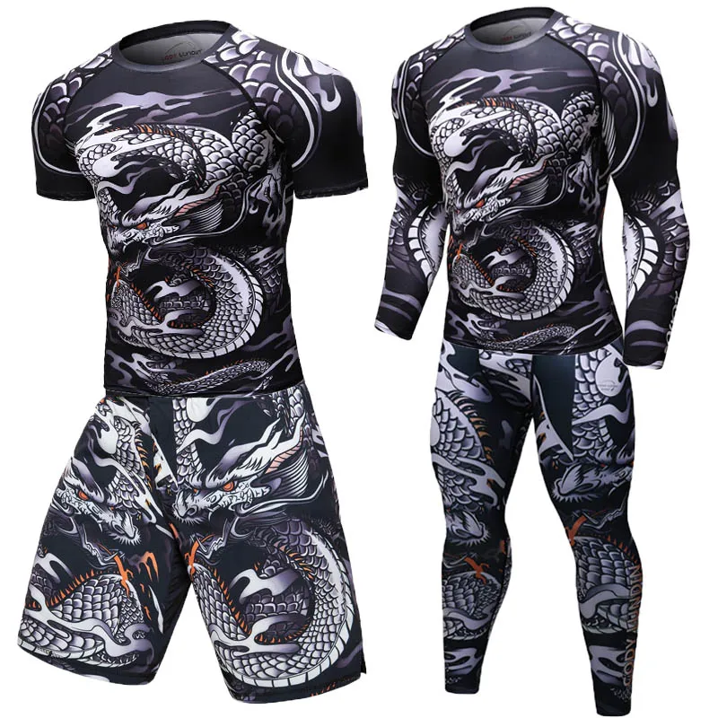 Комплект одежды для бокса UCF BJJ компрессионные трикотажные штаны с 3D принтом
