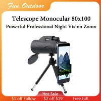 telescope monocular 80x100 powerful professional lll night vision high quality zoom binoculars military hd handheld telescope