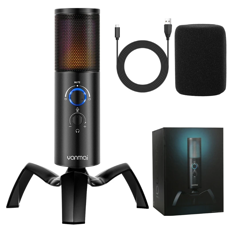 

Microphone Headphone USB to Type-C Wire Streaming Mic Game Vocal Record Apply