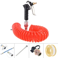 high pressure durable lengthen pneumatic cleaning dust tool set with 6m flexible telescopic hose and hand air valve