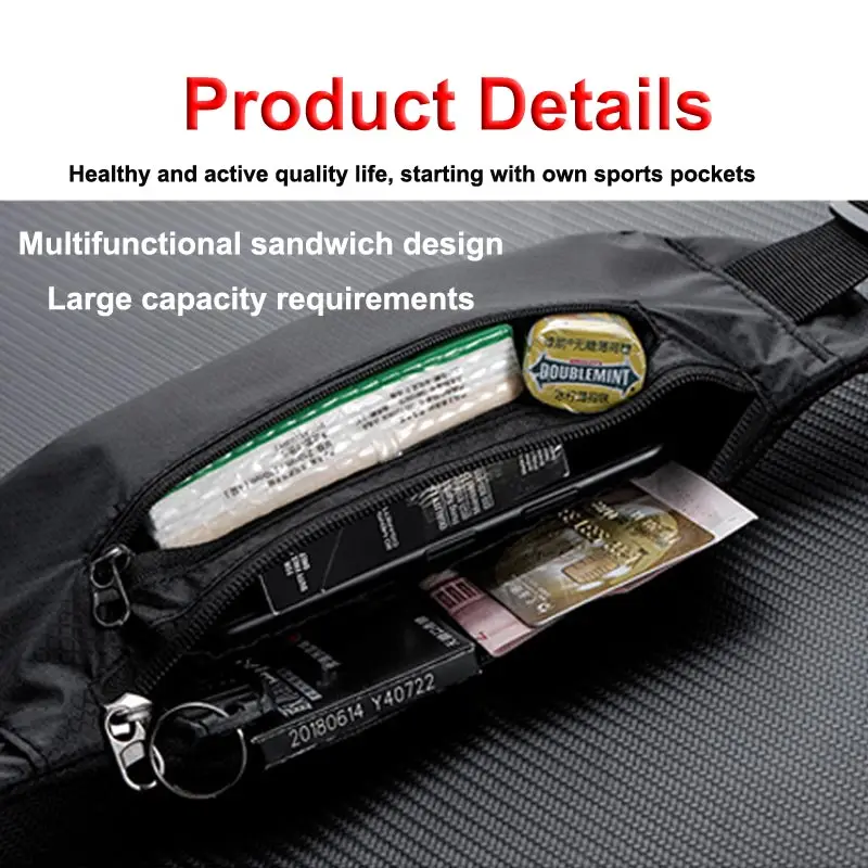 

Male Sports Bag Running Waist Bag Pocket Running Cycling Jogging Waist Belt Pack Phone Pouch Pocket Waterproof Female Gym Bag