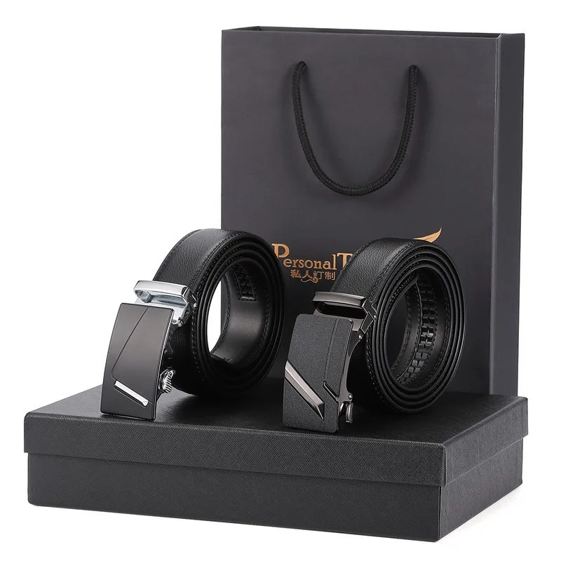 

High-end Fashion Men's Leather Two-piece Gift Box with Leather Belt Women Designer Belt Men Belt Chain Belt