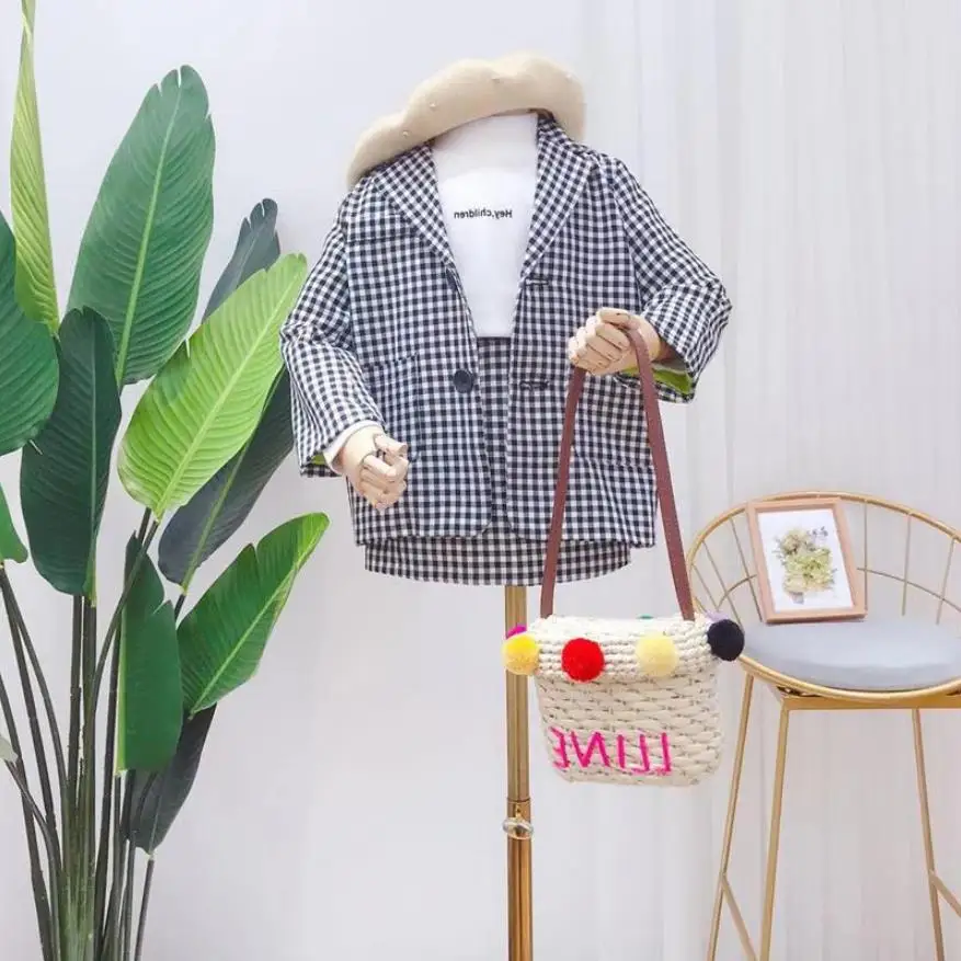Детские блейзеры в клетку комплекты пальто весна осень 2019 Новые Топы с длинными