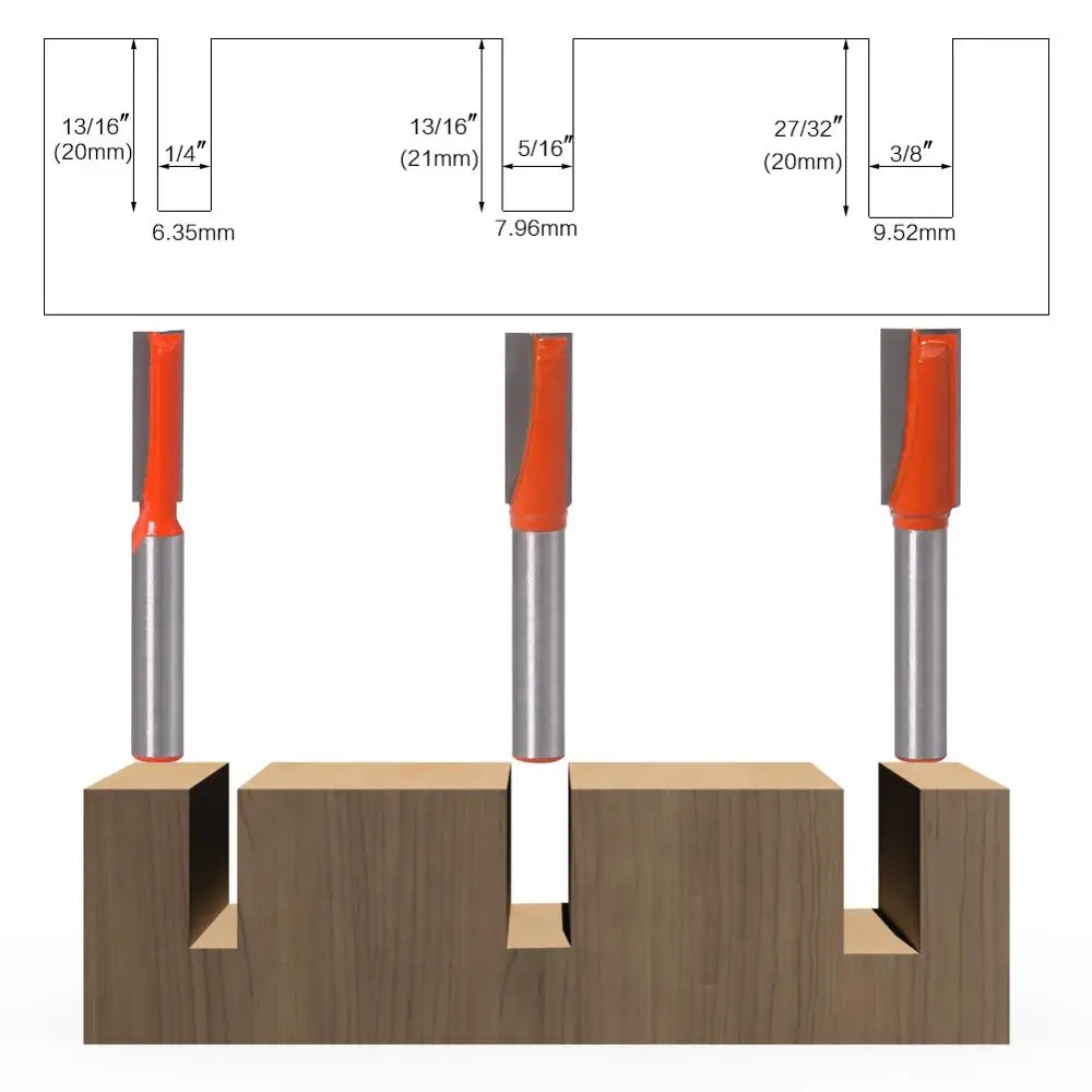 3 шт. 6 мм очистка нижней гравировки твердосплавные фрезы 1/4 &quot5/16&quot 3/8 &quotДиаметр