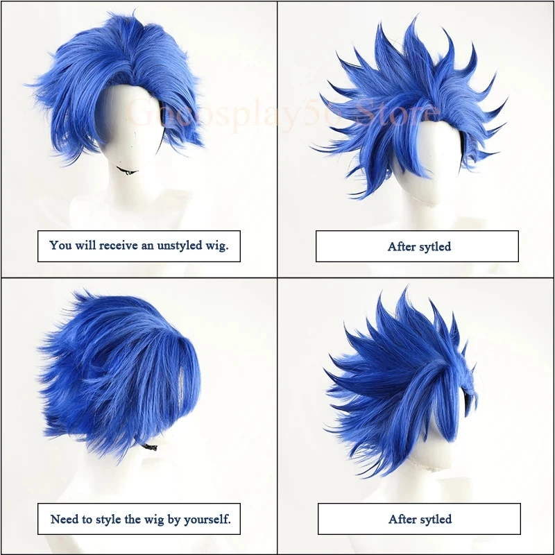 

Anime SK Shindo Ainosuke Cosplay Wig ADAM S Blue Short Fluffy Heat Resistant Synthetic Hair SK8 the Infinity SK Eight + Wig Cap