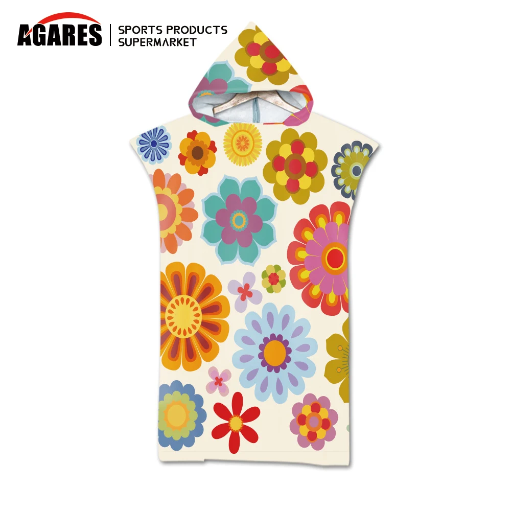 Банное пляжное полотенце из микрофибры с геометрическим принтом капюшоном пончо