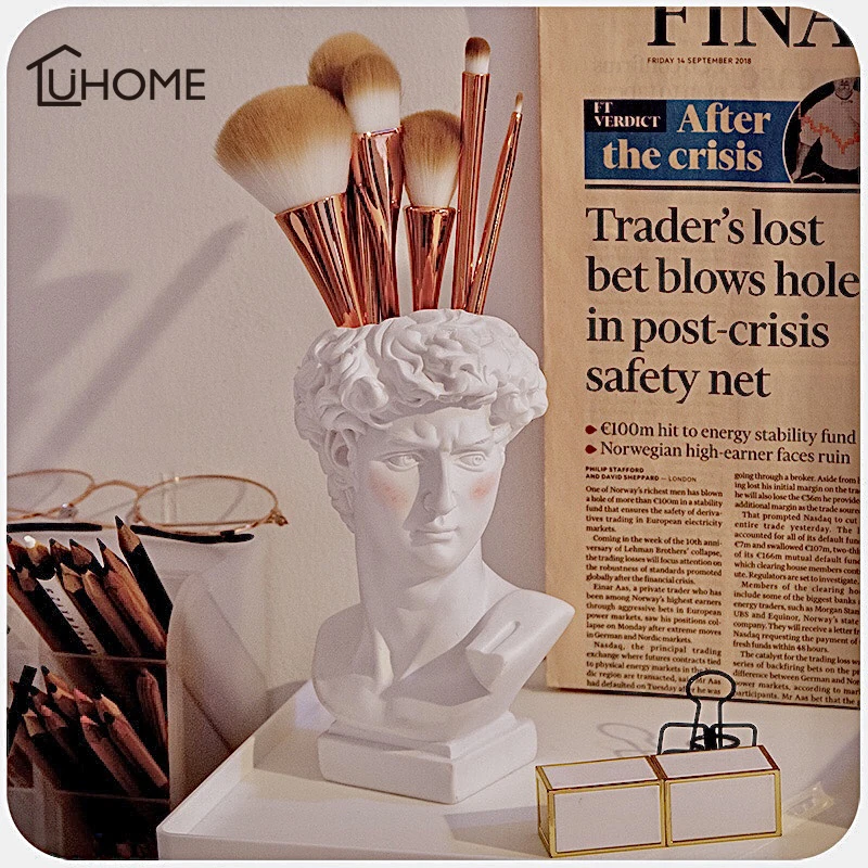 Креативная скульптура Давида органайзер для кистей макияжа цветочный горшок