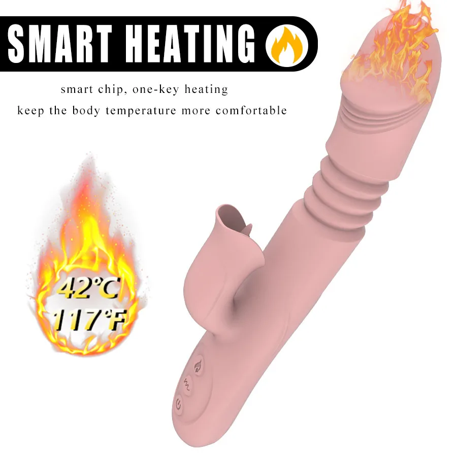 Dildo Vibrator for Women Heating Telescopic Rotation Tongue Licking Clitoris G-spot Stimulator Adult Sex Toys | Красота и здоровье