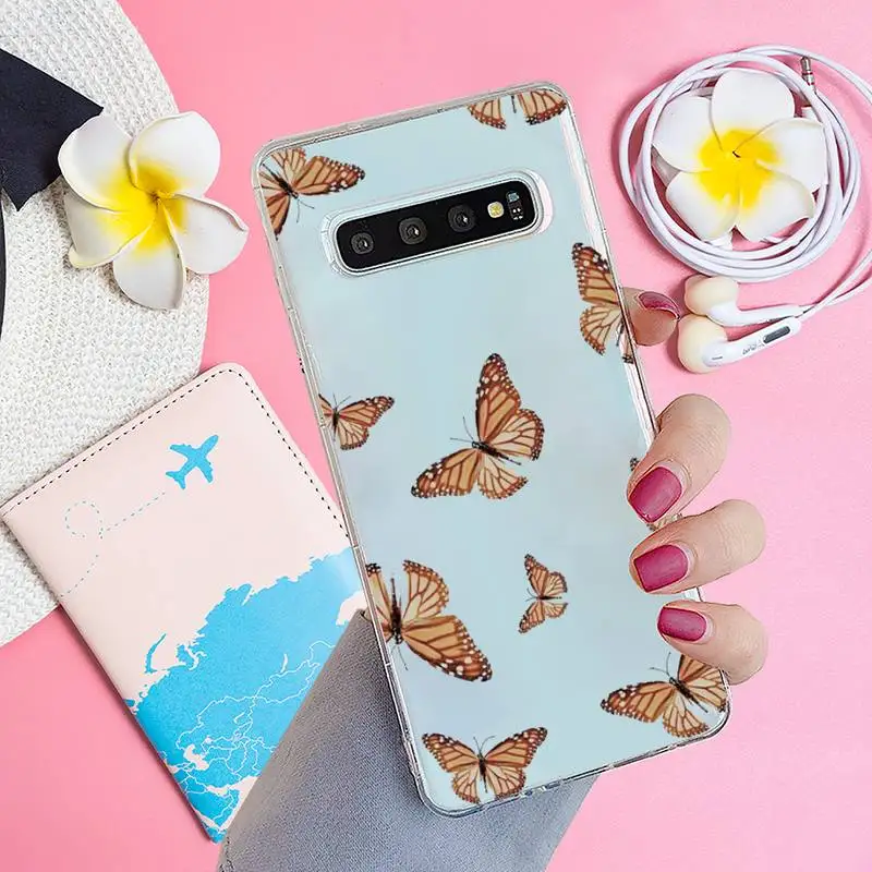 

Vintage Butterfly Fashion Phone Case Transparent for samsung A 21s 50 71 S 8 9 20 20fe note 10 20 ultra plus