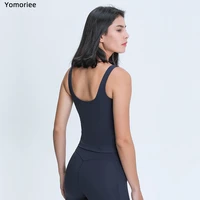 2021 v neck long yoga vest u shaped back yoga gym workout running women clothing sport sexy sweat stretchy fitness top yomoriee