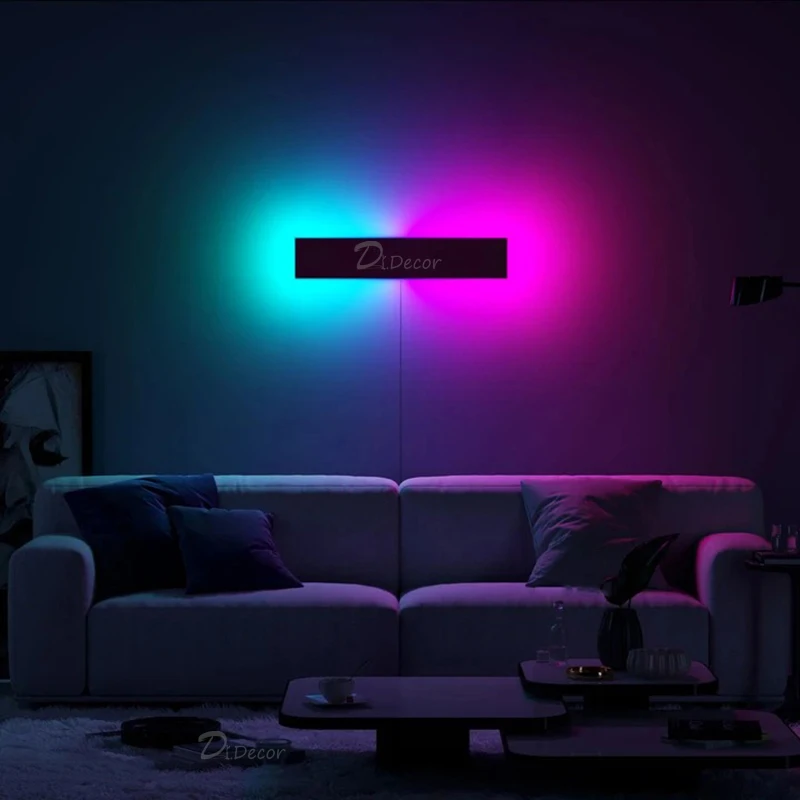 

Modern Rgb Led Wall Lamp Living Room Decoration Colorful Bedroom Bedside Wall Lights Dining Room Indoor Lighting Dimmable Decor