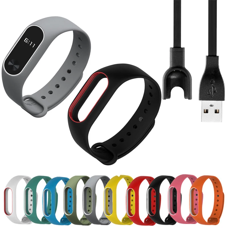 Двойной цвет mi band 2 аксессуары xiomi ремешок замена силиконовый для xiaomi mi2 pulseira