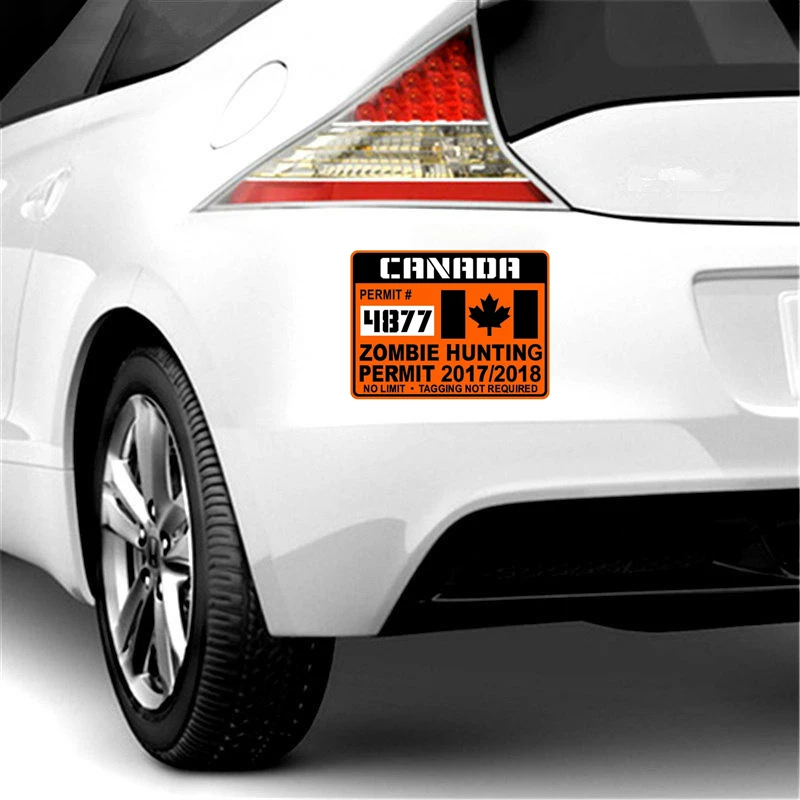 

Fashion Canada ZOMBIE Hunting Permit Decal Car-styling Retro-reflective Car Sticker Vinyl Cover Scratches Waterproof PVC