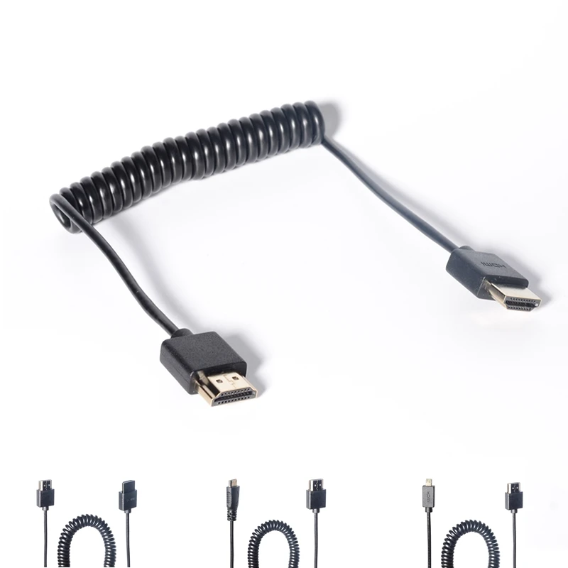 Micro HDMI совместимый OD 3 0 мм мягкий тонкий кабель и мини штекер эластичный пружинный