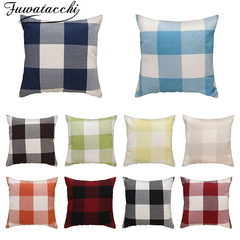 Fuwatacchi Blended Cushion Cover Various Colors of Plaid Pattern Pillow for Home Chair Sofa Decorative Pillowcases 45x45cm | Дом и сад