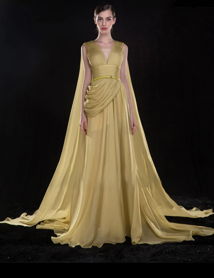 

chiffon long evening gown pleat 2018 new arrival formal robe de soiree sexy v-neck vestido de festa mother of the bride dresses