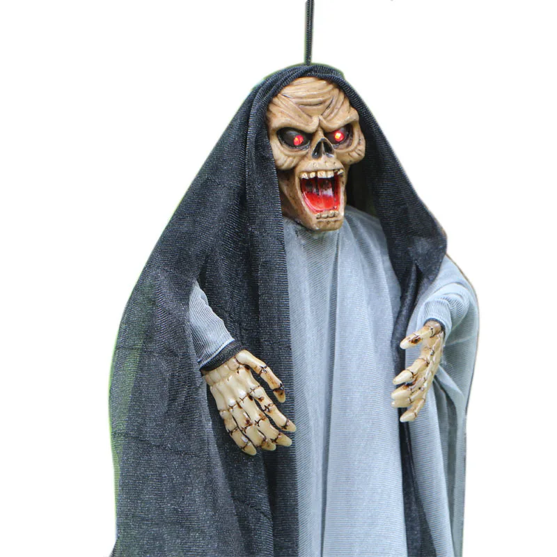 

Horror Props Haunted House Witch Decoration Escape the Room Female Grimace Skull Hanging Voice Control Decoration Wholesale
