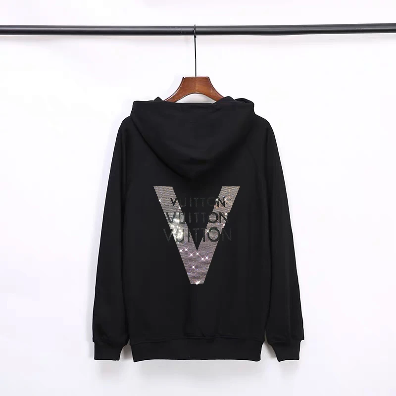 Удобная мужская толстовка с капюшоном чистый черный белый блестящий V-образный