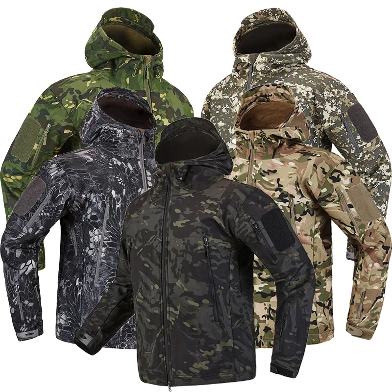 

Skin Soft Shell Tactical Jacket Men Waterproof Windbreaker Fleece Coat Hunt Clothes Camouflage Army Military Jacket