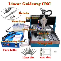 diy cnc 6040l linear guideway router 3040l metal engraving milling machine stainless steel table 4 axis usb 2200w 1500w vfd kit