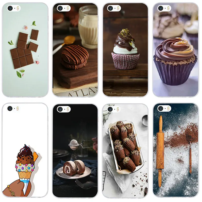 Soft Clear TPU Silicone Phone Cases Coque for iPhone X XR XS 11 Pro Max 4 4S 5 5S 5C SE 6 6S 7 8 Plus Bags Chocolate Cake | Мобильные