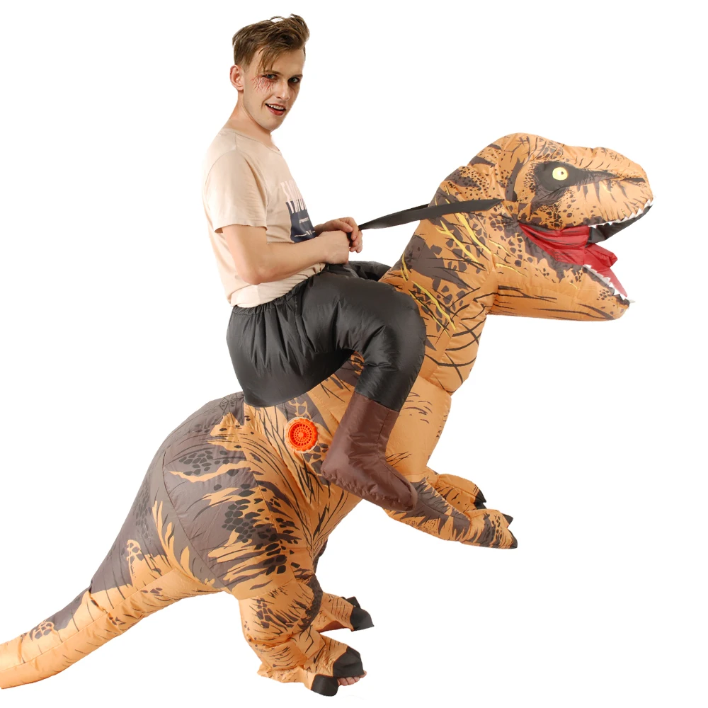 Пурим T-REX Костюм надувной динозавр Косплей Костюм Фантазия Blowup динозавр карнавальный Хэллоуин надувной костюм взрослый размер - Цвет: Бежевый