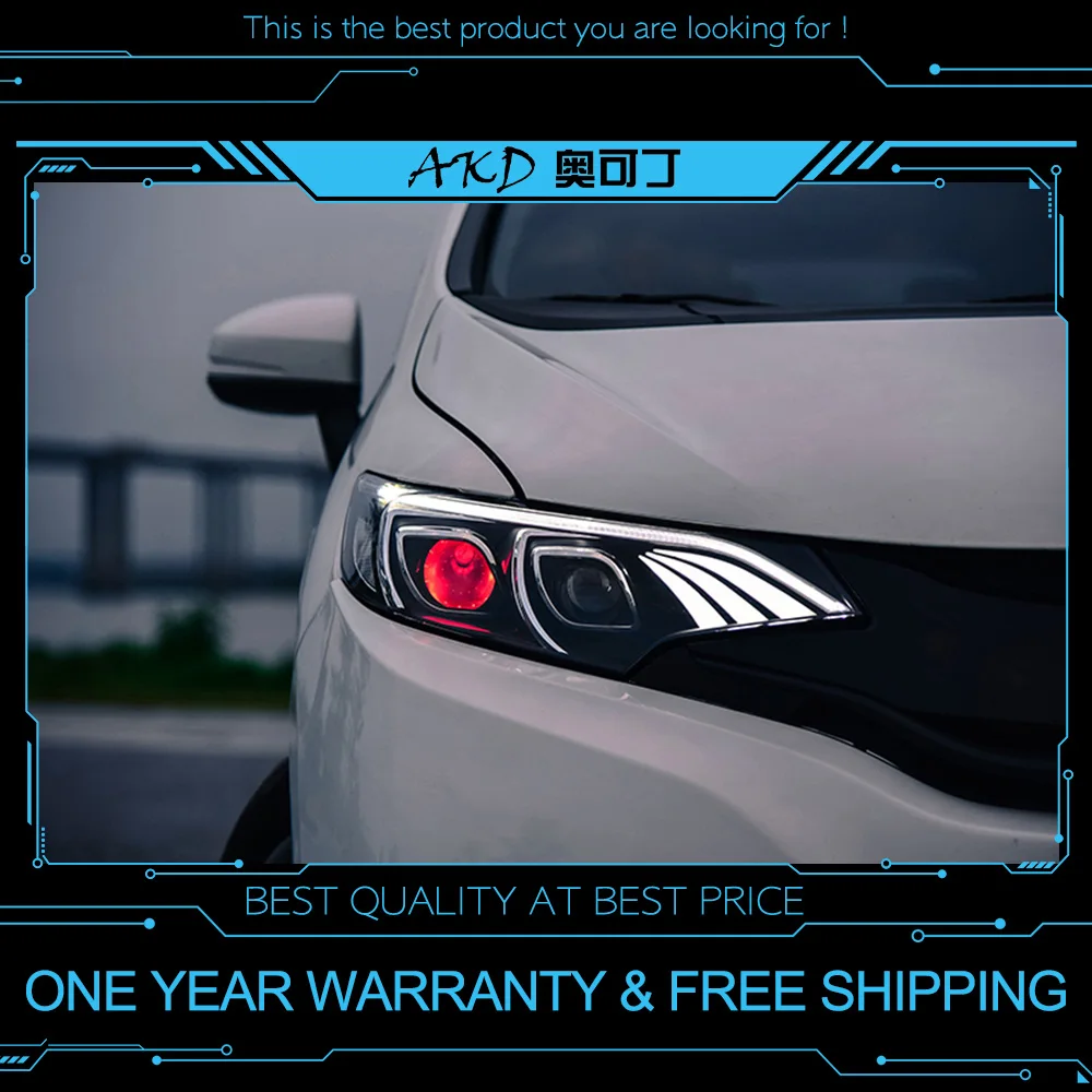 AKD тюнинг автомобильных фар для Honda Jazz Fit GK5 2014 2016 светодиодные фары DRL ходовые огни
