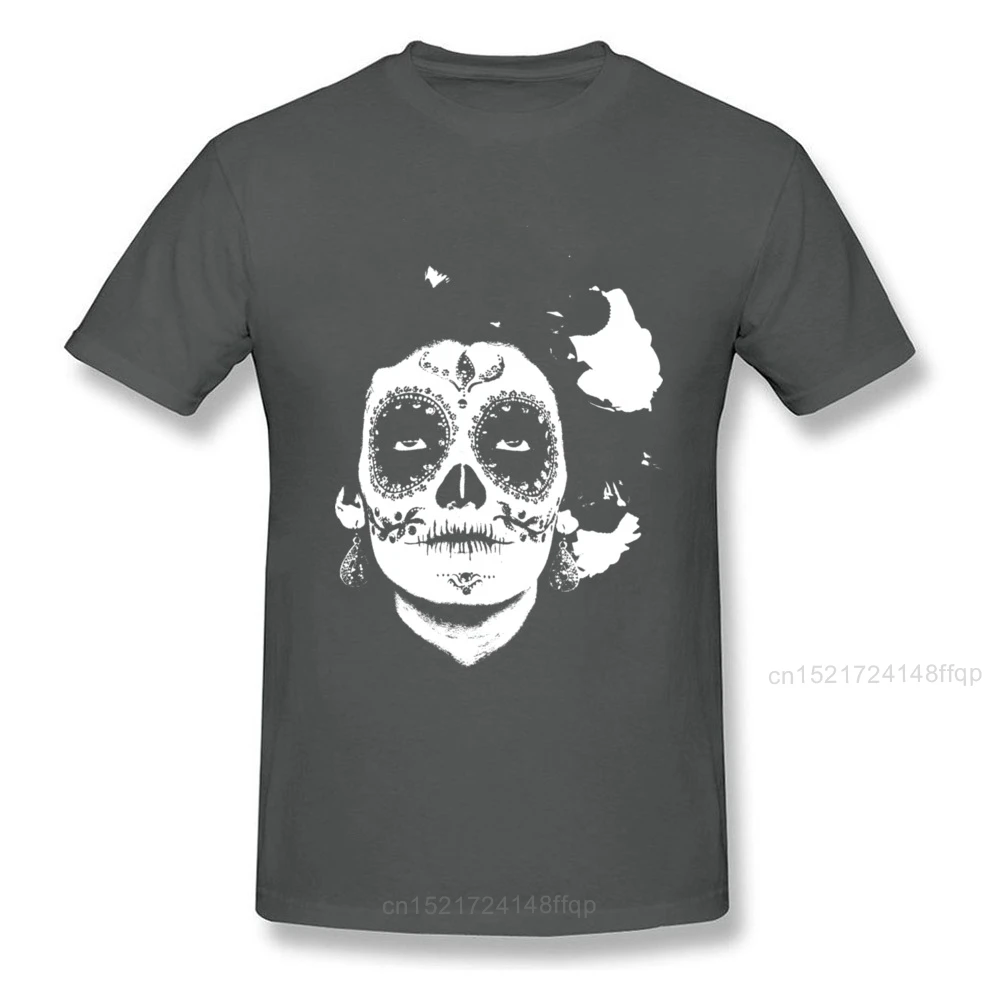 Мужская черно-белая футболка с принтом la Calavera de Catrina хлопковая короткими рукавами