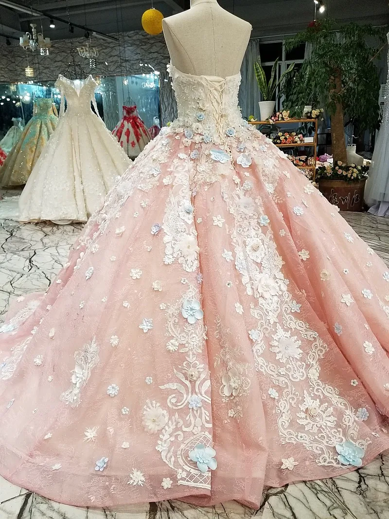 BGW 22117ht Pink Sexy Strapless Dress Quick Shipping 3D Flower Sleeveless Backless Evening Dress 2020 For Lovely Girl From China