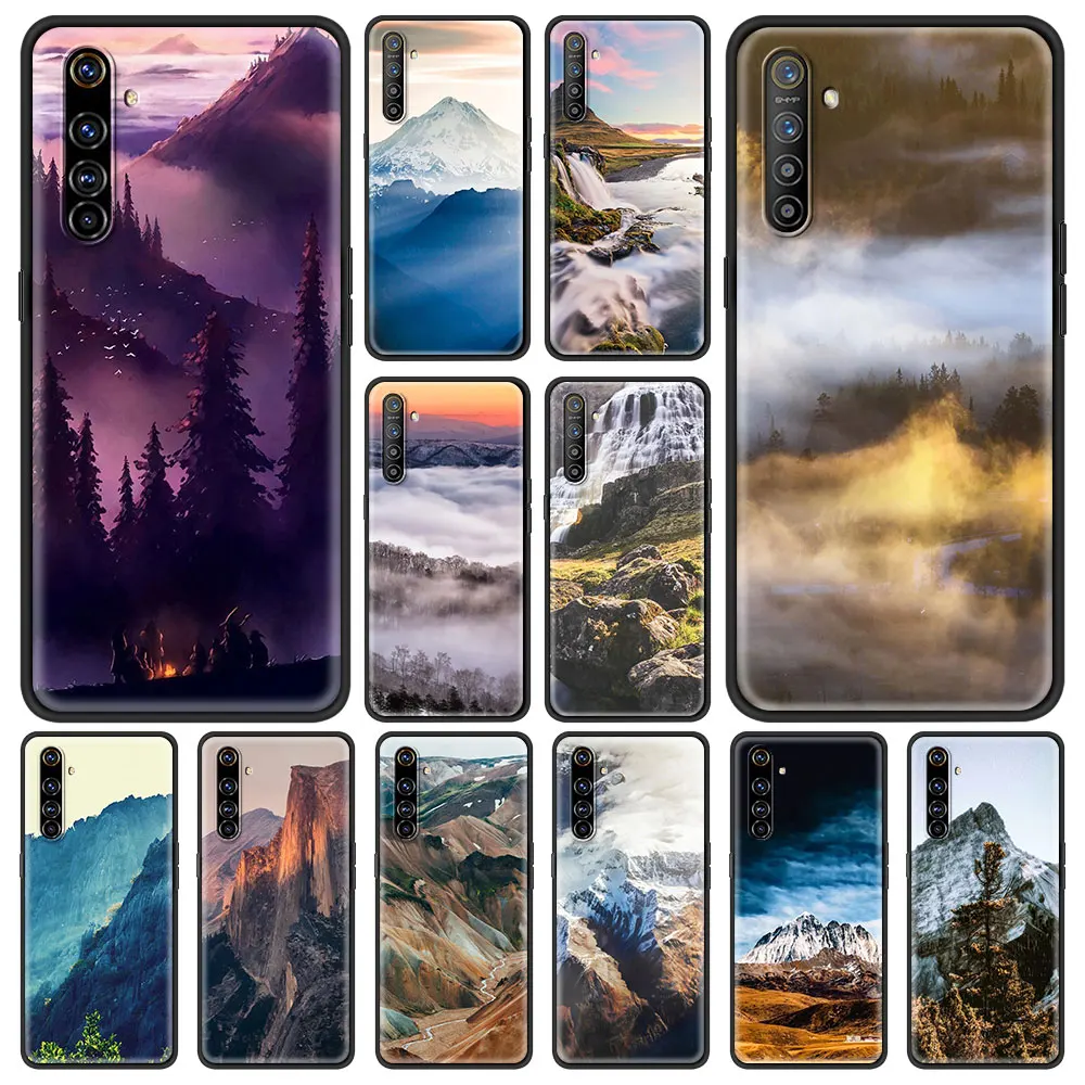 

Противоударный чехол с рисунком Пейзажа для Realme C3 8 Pro, мягкий силиконовый черный чехол для Realme 6 7 Pro C21, Роскошный чехол из ТПУ