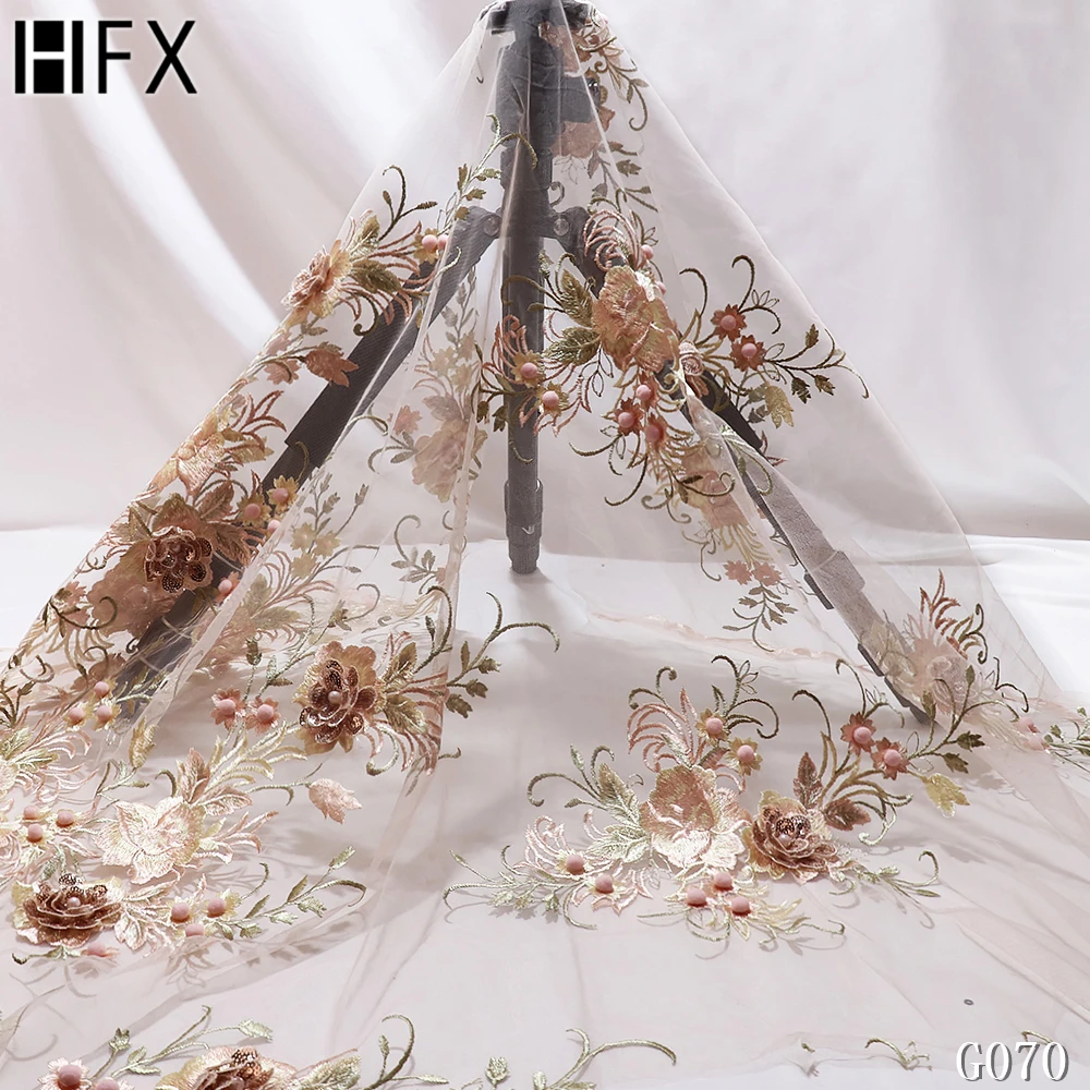 HFX новейшая африканская кружевная ткань Вышитое кружево в нигерийском стиле для