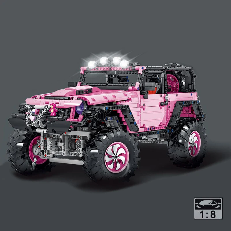 

MORK Building Block Pink Off-Road Vehicle Racing Assembly Model Toy