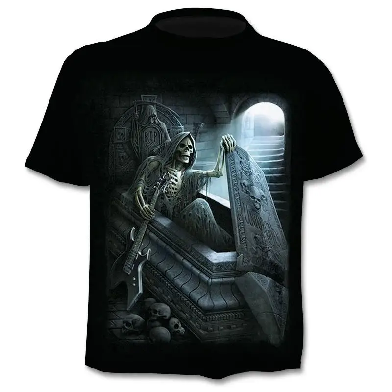

Motorcycle brand T-shirt punk T-shirt 3D knight T-shirt men casual vintage hip-hop summer T top homme clothes