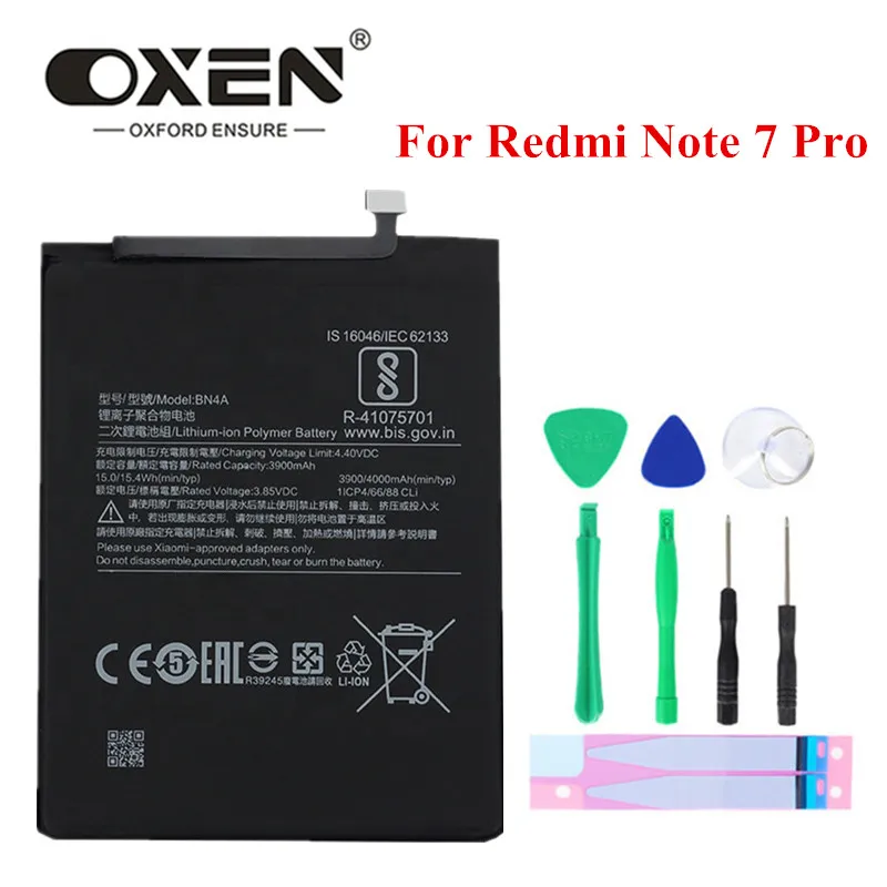 Оригинальный аккумулятор OXEN BN4A 4000 мАч для Xiaomi Redmi Note7 Note 7 Pro батареи M1901F7C