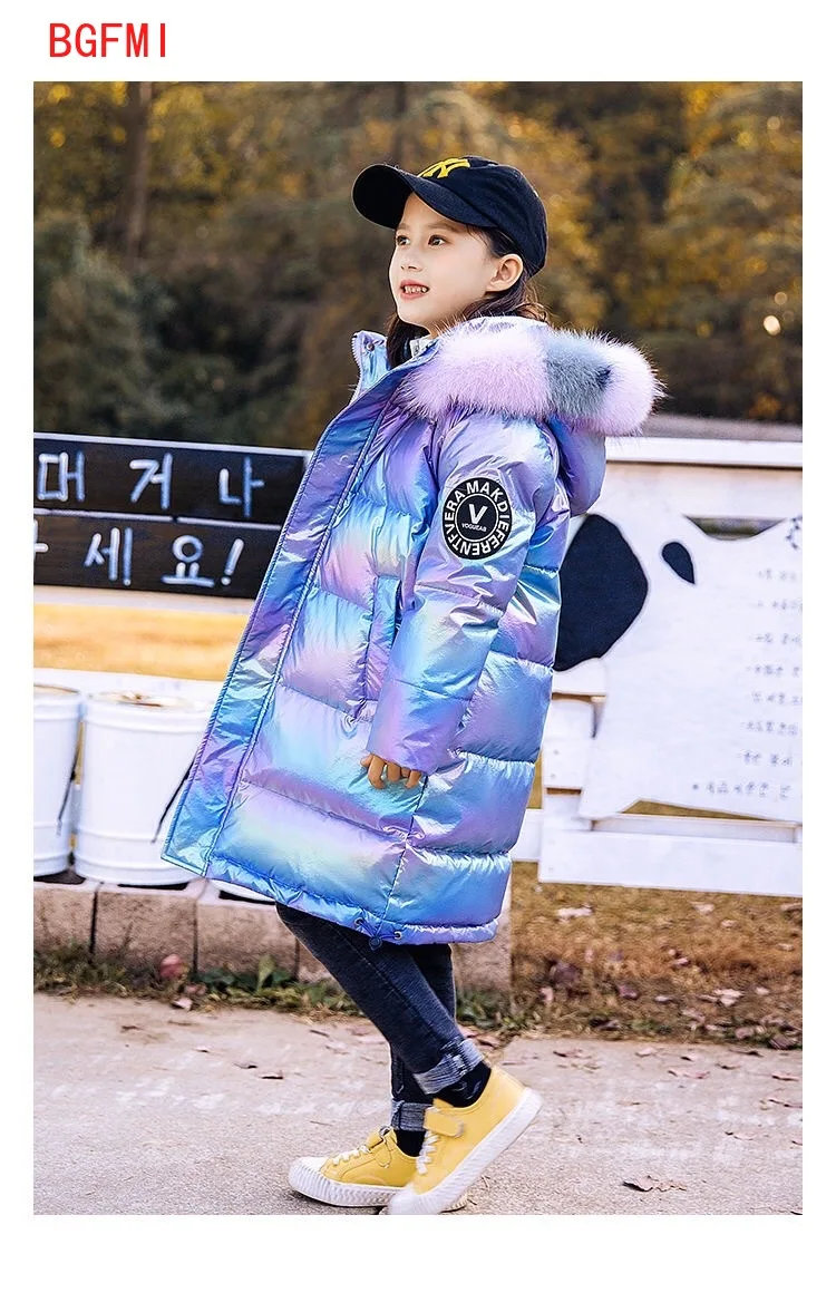 Модная детская хлопковая куртка для девочек теплая парка с цветным меховым