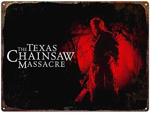 

Oak Texas Chainsaw Massacre Classic Horror Film Metal Sign Movie Theater Decoration Home Decoration Wall Sign 12x8 Inches