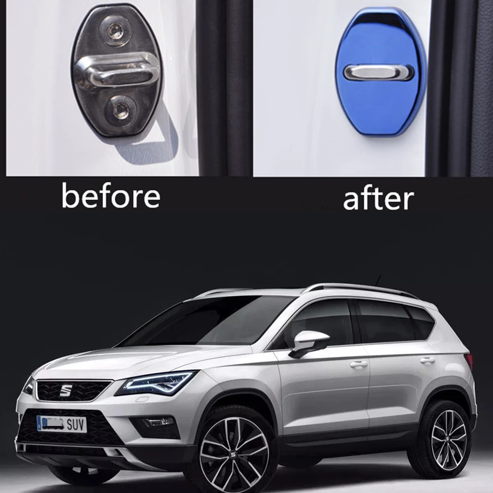 

4 шт./лот автомобильные аксессуары для стайлинга автомобиля защитная крышка дверного замка из нержавеющей стали для Seat Ateca/Ateca FR 2016 2017 2018