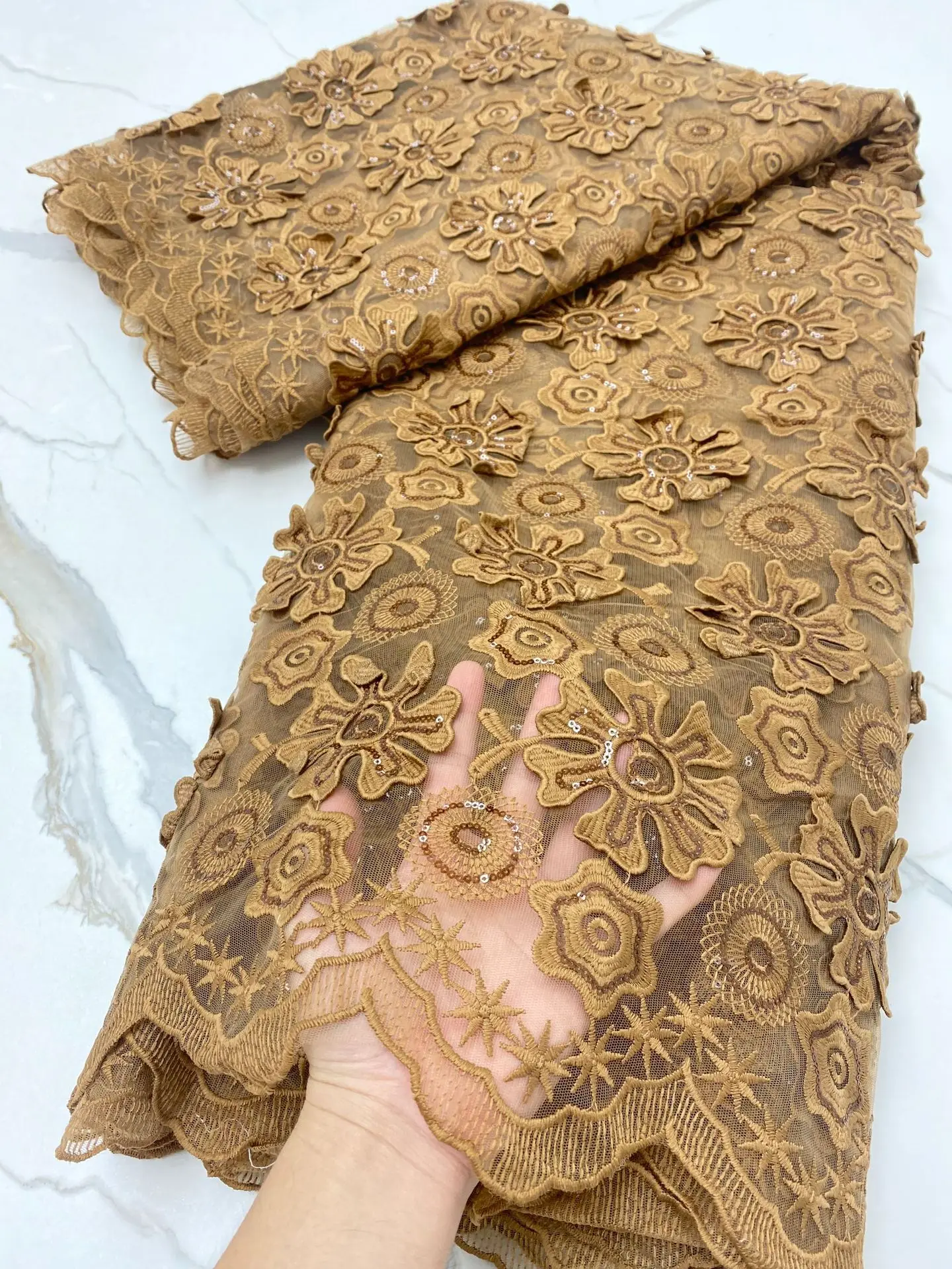 Французская сетчатая вышитая ткань с блестками модная африканская вышивкой