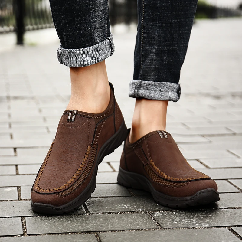 QZHSMY/ популярные мужские удобные нескользящие походные ботинки, первый слой из воловьей кожи, мужские кроссовки, пропускающие воздух походные ботинки, большие размеры