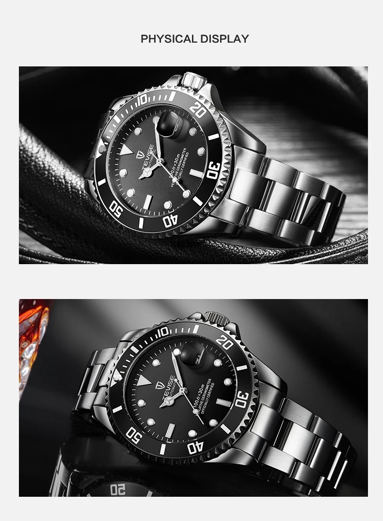 Tevise автоматические механические часы Diver спортивные роскошные Брендовые мужские часы деловые наручные часы Мужские часы Relogio Masculino