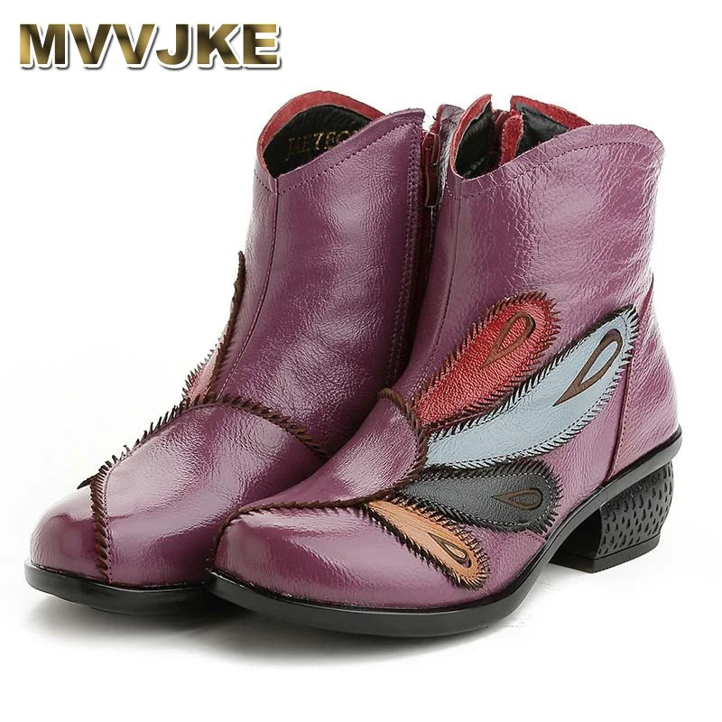 Женские ботильоны из натуральной кожи с цветочным принтом|Зимние сапоги| |