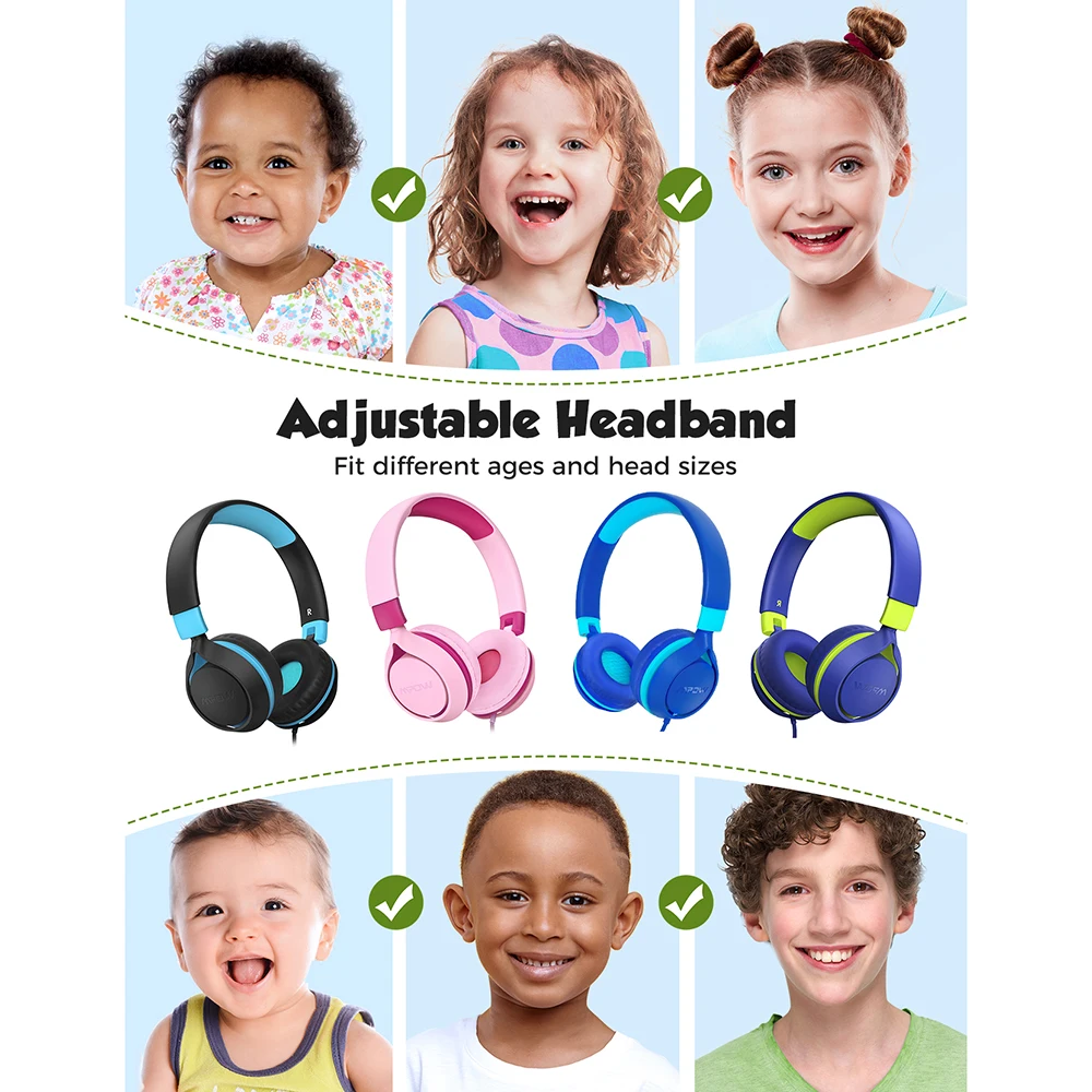 Mpow CHE1 Kids Headphones Wired Headset for Kids Teens Children Boys Girls with Volume Limit 94dB On Ear Headphone for Tablet PC images - 6