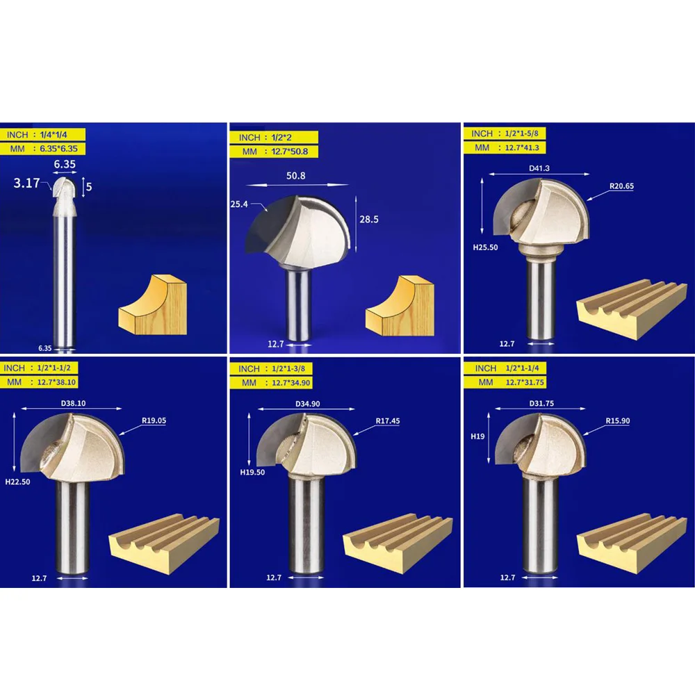 

Tips Router Bits Woodworking Milling Trimming Metal Workshop Tool Round Cove
